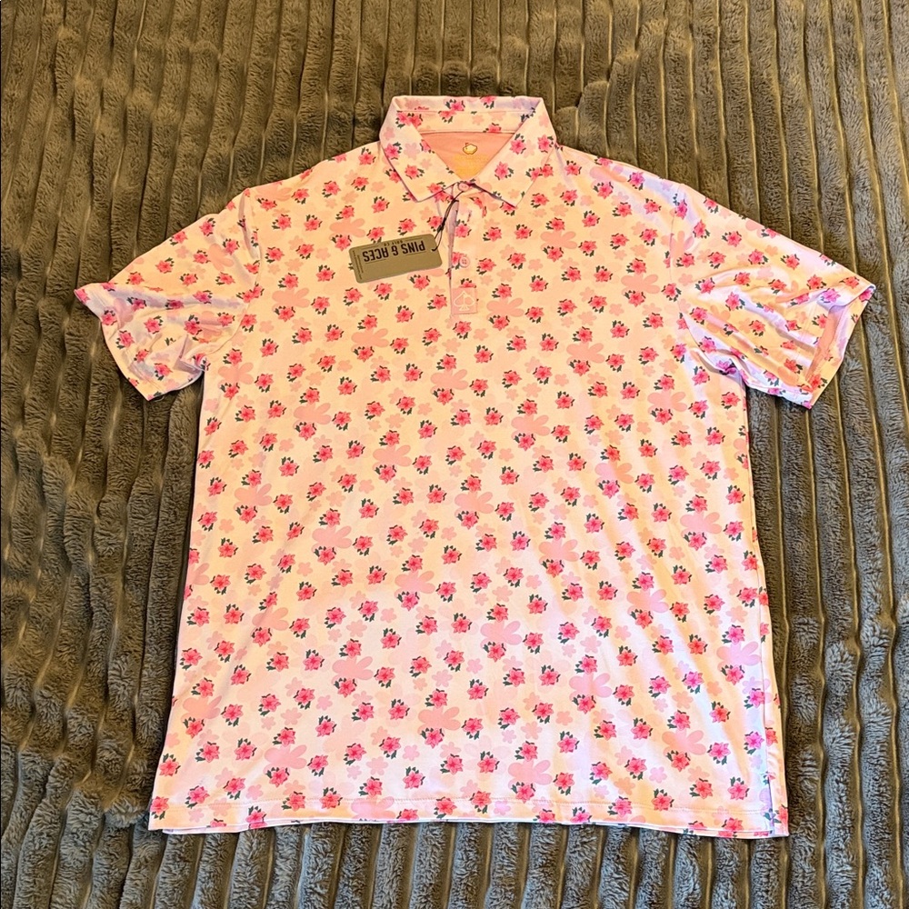 Pins & Aces Limited Edition Men's Pink Floral Polo Shirt